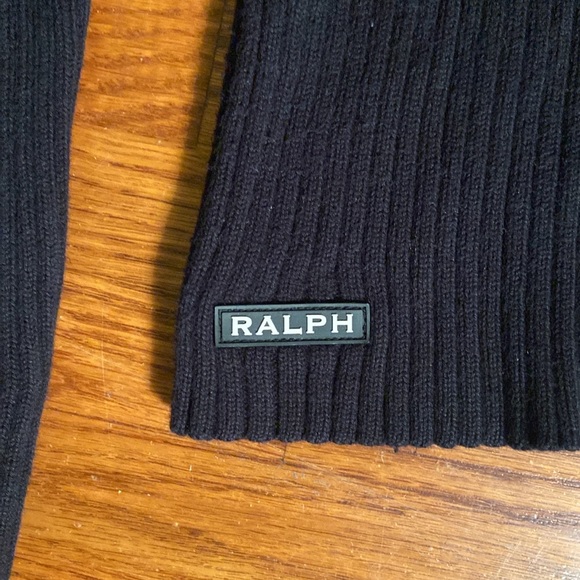 VTG 90s Ralph Lauren Black Sweater with White Sidestripes - Picture 2 of 3